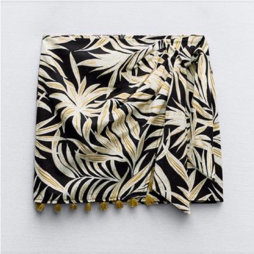 Zara Tropical Printed Wrap Skirt